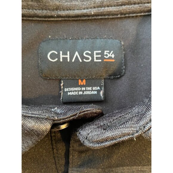 Chase 54 Men's Striped Polo Shirt Medium 100% Polyester Black & Gray Avid Golfer - Picture 3 of 12